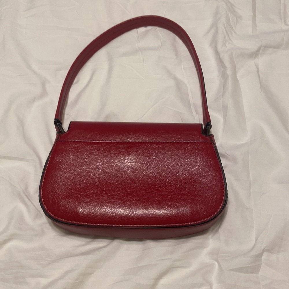 Calvin Klein Red Baguette Shoulder Bag Y2K Minimalist Clasp Small Purse - Picture 4 of 11